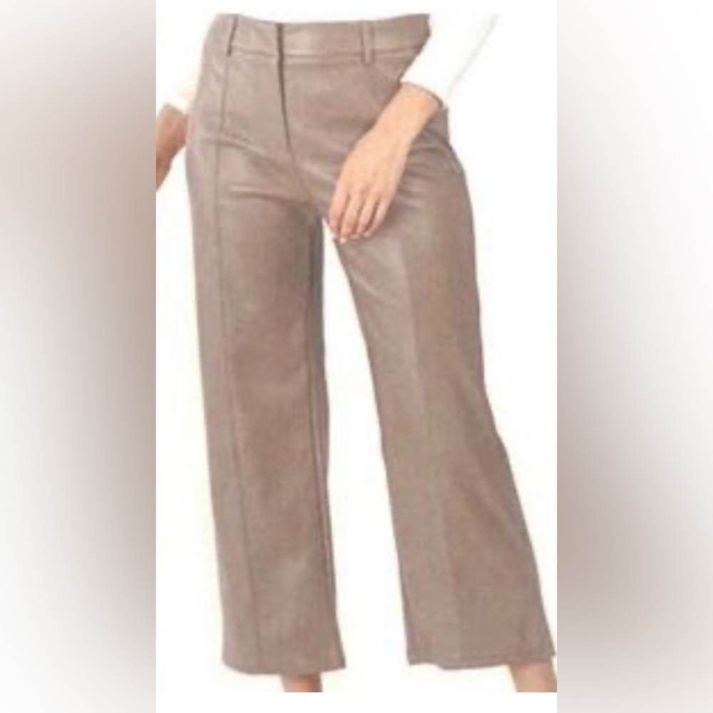 7 For All Mankind Bone/Cream Faux Leather Pants